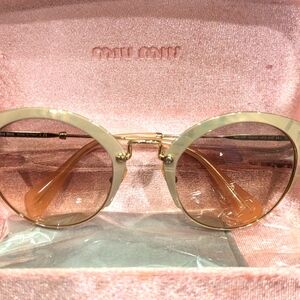Miu Miu Gold Round Sunglasses